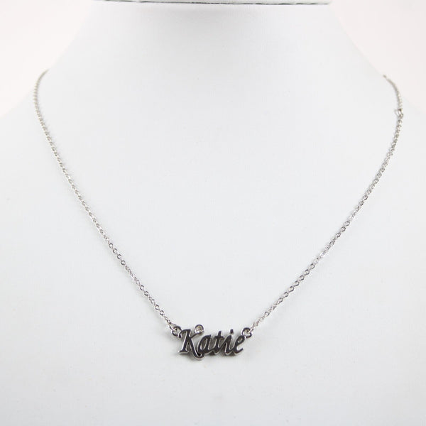 KATIE NEW Name Silvertone Rhinestone 14.5" w 4.5" Multi Ring Ext Necklace