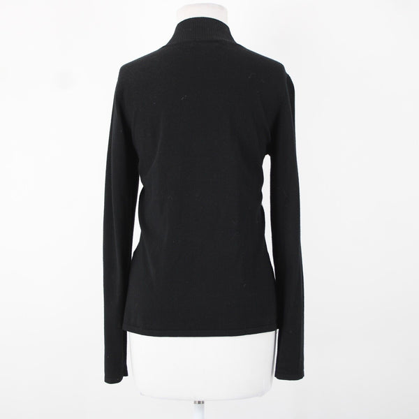 Belldini Sz M Black Gold Animal Sequin Collared Viscose Nylon Cardigan Sweater