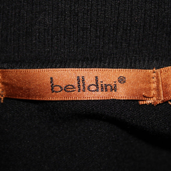 Belldini Sz M Black Gold Animal Sequin Collared Viscose Nylon Cardigan Sweater