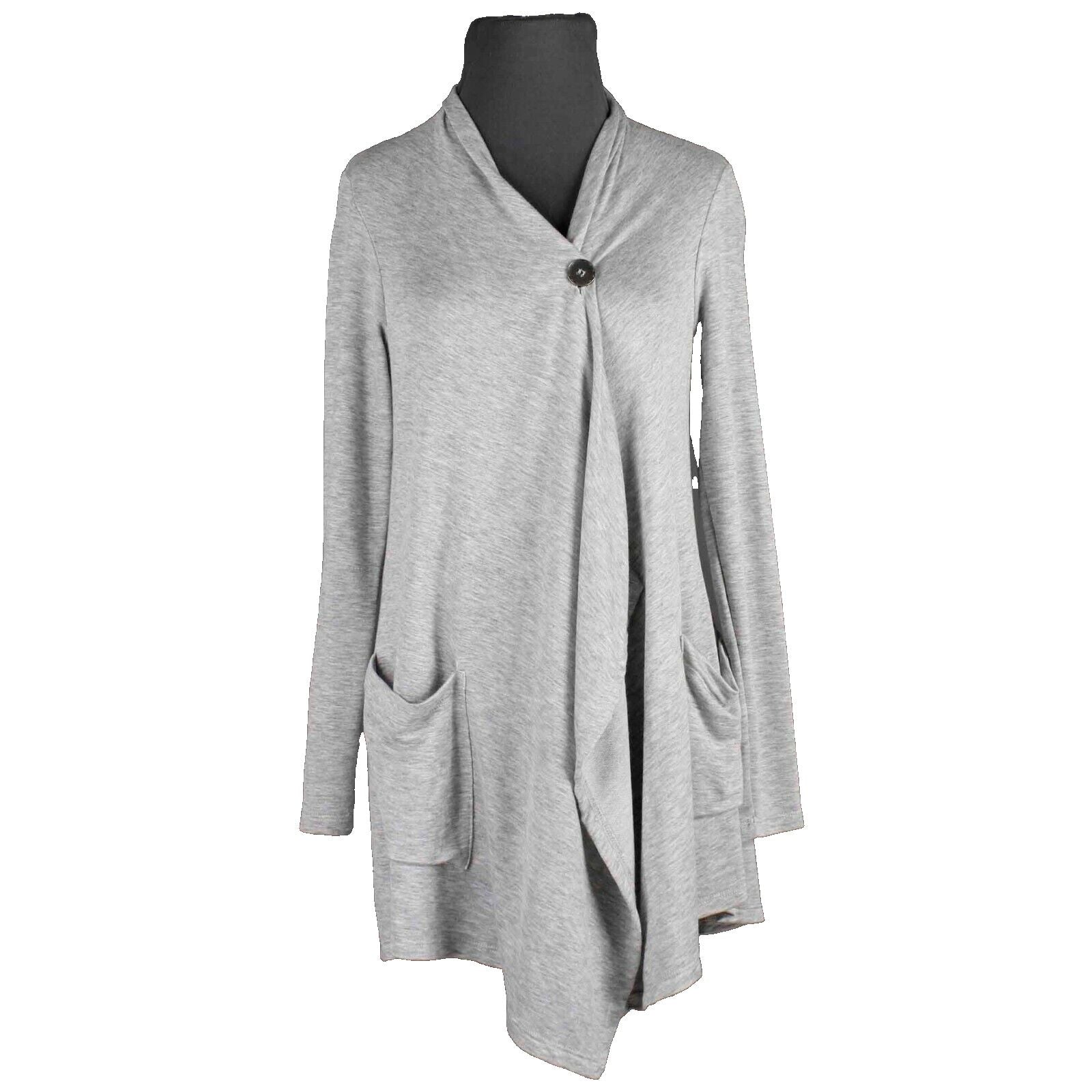 Bobeau NEW Sz XS Gray Boho Button Pocketed Rayon Polyester Wrap Sweater