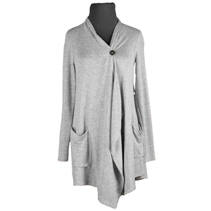 Bobeau NEW Sz XS Gray Boho Button Pocketed Rayon Polyester Wrap Sweater