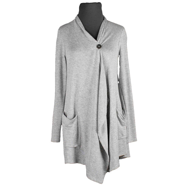Bobeau NEW Sz XS Gray Boho Button Pocketed Rayon Polyester Wrap Sweater