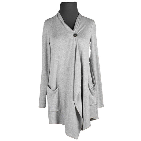Bobeau NEW Sz XS Gray Boho Button Pocketed Rayon Polyester Wrap Sweater