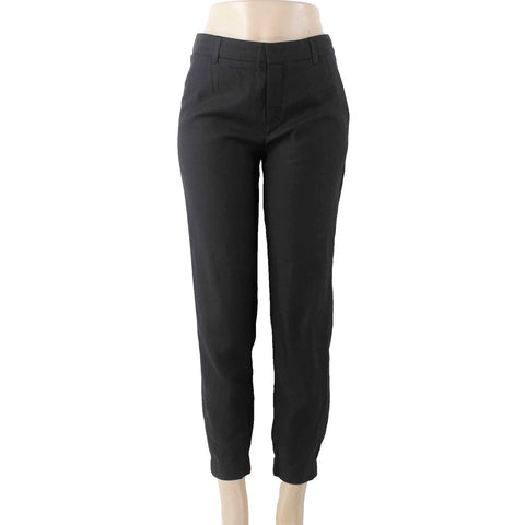 Vince NEW $235 Sz 4 x 27 Black Pockets Belt Loops Cupro Blend Woven Jogger Pant