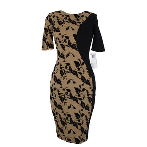 French Connection NEW $228 Sz 0 Black Tan Floral Viscose Rayon Spandex Dress