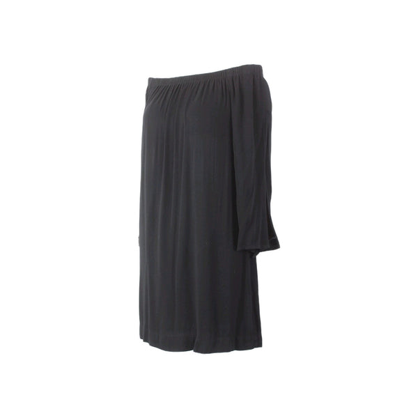 Michael Stars Dress Sz M Black Off Shoulders Pleated Overlay Rayon Spandex Dress