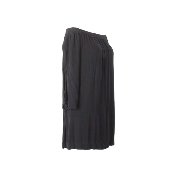 Michael Stars Dress Sz M Black Off Shoulders Pleated Overlay Rayon Spandex Dress