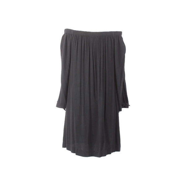 Michael Stars Dress Sz M Black Off Shoulders Pleated Overlay Rayon Spandex Dress