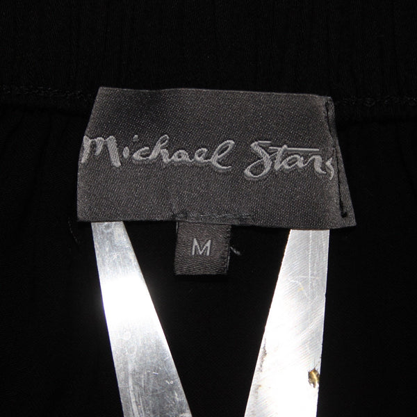 Michael Stars Dress Sz M Black Off Shoulders Pleated Overlay Rayon Spandex Dress