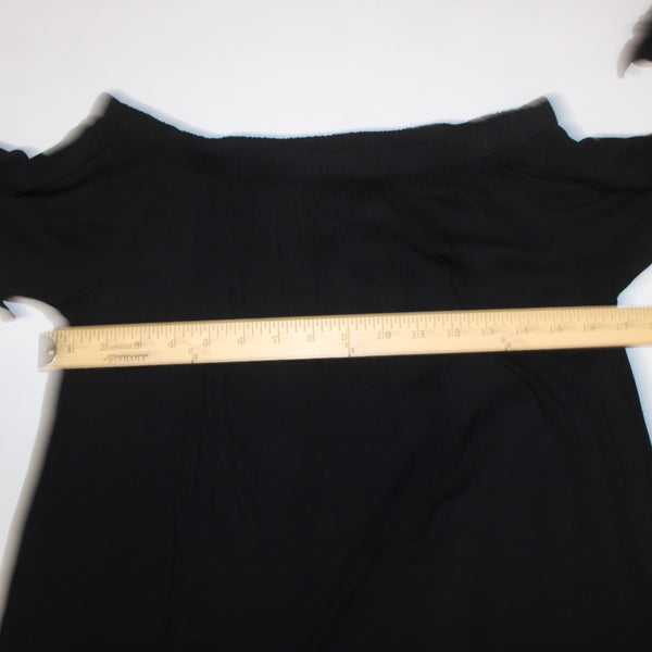 Michael Stars Dress Sz M Black Off Shoulders Pleated Overlay Rayon Spandex Dress