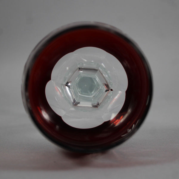 Bohemian Czechoslovakia Crystal Cut Red 8.25" Wine Glass