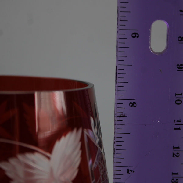 Bohemian Czechoslovakia Crystal Cut Red 8.25" Wine Glass