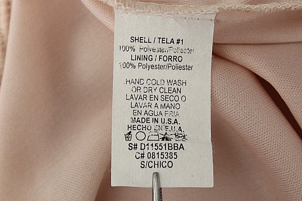 Mystic Sz S Black Lace Satin Bow Pink Mesh Over Tan Strapless Polyester Dress
