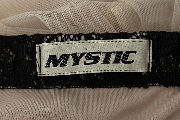 Mystic Sz S Black Lace Satin Bow Pink Mesh Over Tan Strapless Polyester Dress