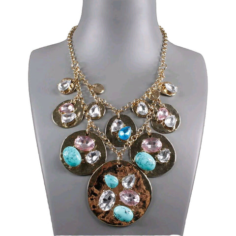Badgley Mischka American Glamour 16-20in Goldtone Chain Embellished Disc Neckace