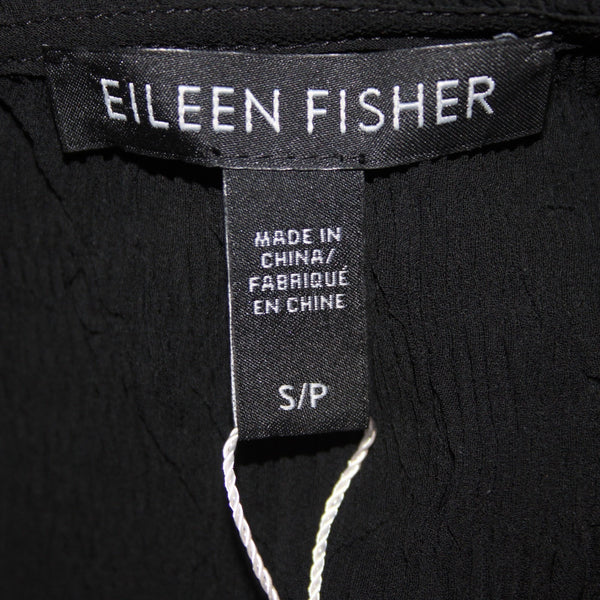 Eileen Fisher Dress NEW Sz SP Black 2 PC Drop Waist Ruffle Recycled Poly Dress