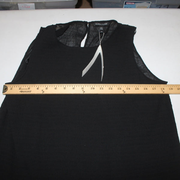 Eileen Fisher Dress NEW Sz SP Black 2 PC Drop Waist Ruffle Recycled Poly Dress