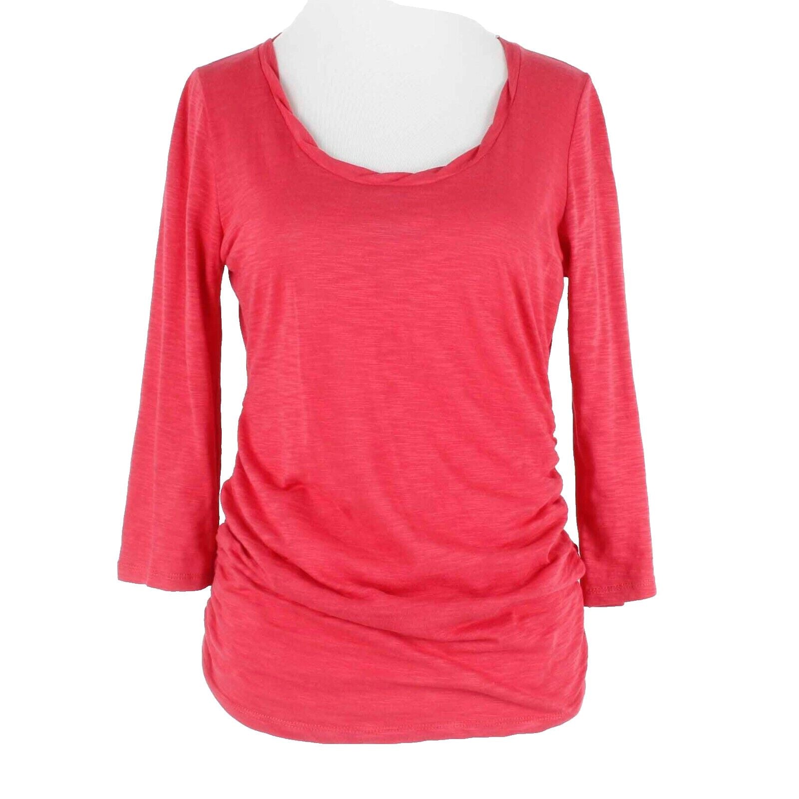 Two Hearts Maternity Sz S Red Slub Knit Ruched Sides All Cotton Top