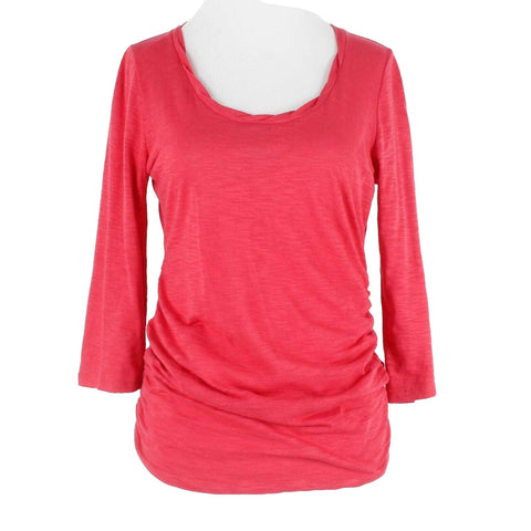 Two Hearts Maternity Sz S Red Slub Knit Ruched Sides All Cotton Top