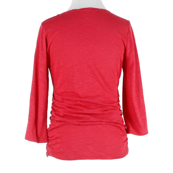 Two Hearts Maternity Sz S Red Slub Knit Ruched Sides All Cotton Top