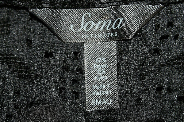 Soma Intimates Sz S Black Lace Neck Flocked Rayon Nylon Sheer Cover Up Dress