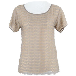 J Crew Sz XS Taupe Sheer Lace Overlay Tan Polyester Nylon Blouse Top