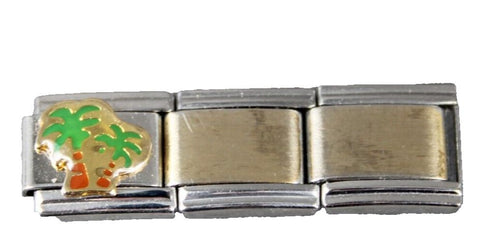 D'linQ "Palm Tree" Stainless Steel Elastic Stretch Chain Link Italian Charm