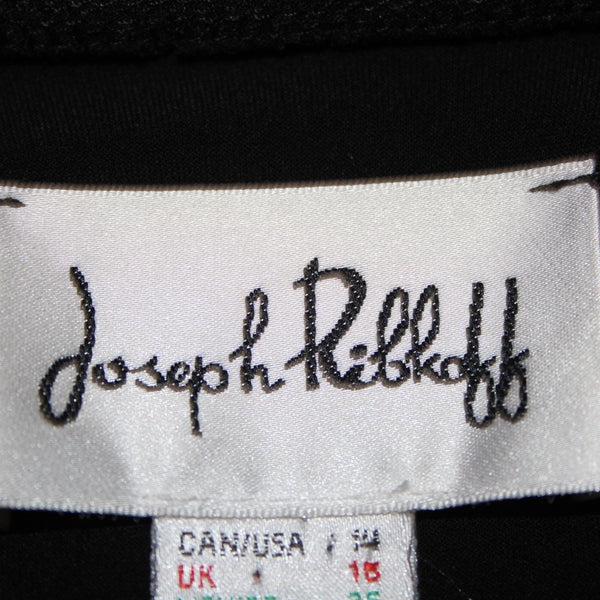 Joseph Ribkoff Top Sz 14 Black Layered Eyelet Shoulders V Neck Poly Top