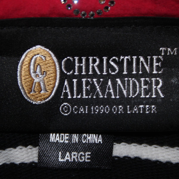 Christine Alexander Jacket Sz L Black White Red Collared Pockets 100% Cotton