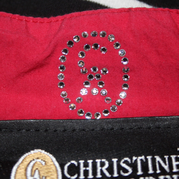 Christine Alexander Jacket Sz L Black White Red Collared Pockets 100% Cotton