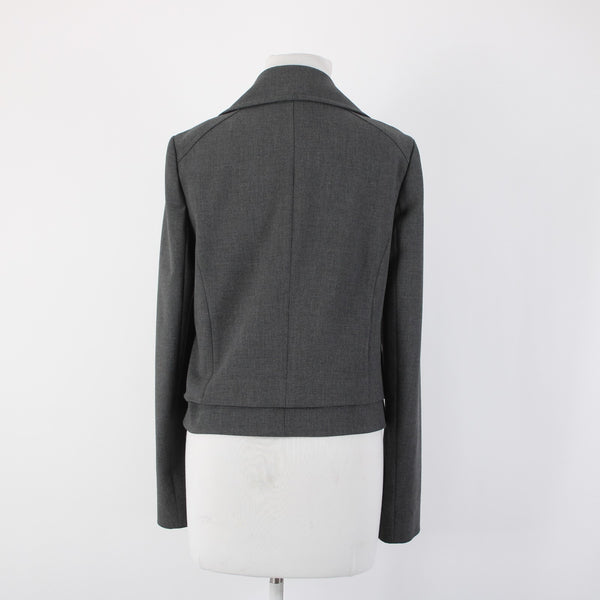 Ann Taylor Sz 6 Dark Gray Pockets Double Breast Button Poly Rayon Blazer Jacket