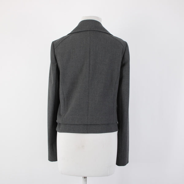 Ann Taylor Sz 6 Dark Gray Pockets Double Breast Button Poly Rayon Blazer Jacket