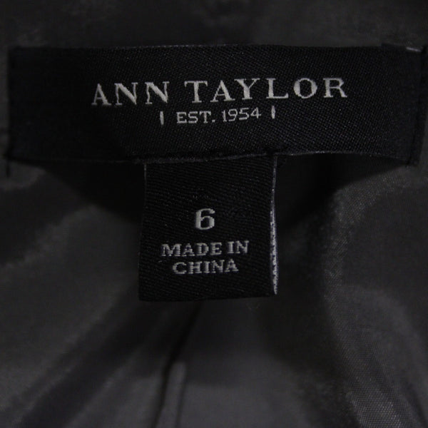 Ann Taylor Sz 6 Dark Gray Pockets Double Breast Button Poly Rayon Blazer Jacket