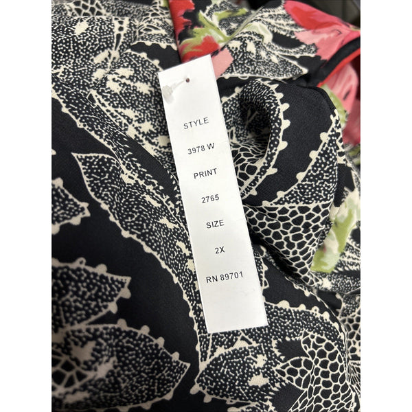 Mix Nouveau Dress NEW Sz 2X Black White Red Multi Color 100% Polyester Dress