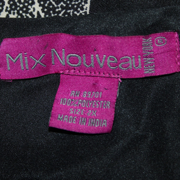 Mix Nouveau Dress NEW Sz 2X Black White Red Multi Color 100% Polyester Dress
