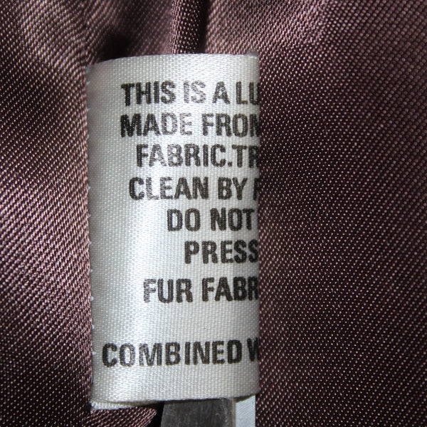 Lilli Ann For I Magnin Coat Sz S Dark Brown Lined Faux Fur Leather Trim AS IS