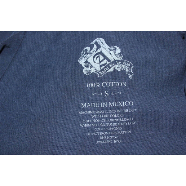 Awake Sz S Navy 100% Cotton Multi Rock Bead Rhinestones Pocketed Top