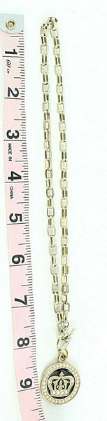 Tommassini 1" Round AB Stones Crown Pendant 17" Goldtone Toggle Necklace