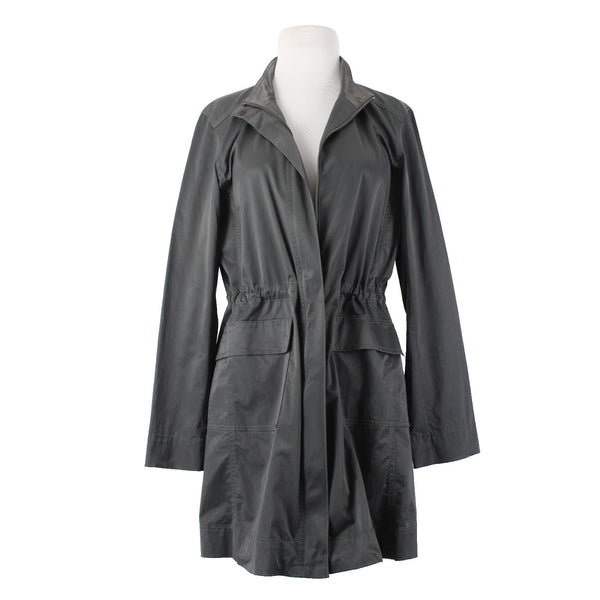 Eileen Fisher Jacket Sz S Gray Green Pocket Collared Cotton Nylon Spandex Jacket