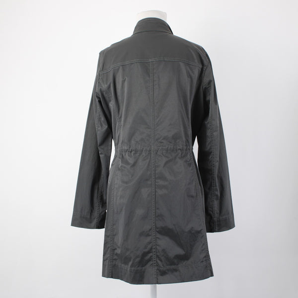 Eileen Fisher Jacket Sz S Gray Green Pocket Collared Cotton Nylon Spandex Jacket