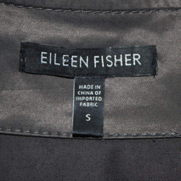 Eileen Fisher Jacket Sz S Gray Green Pocket Collared Cotton Nylon Spandex Jacket