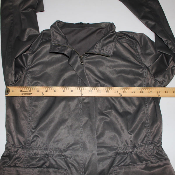 Eileen Fisher Jacket Sz S Gray Green Pocket Collared Cotton Nylon Spandex Jacket