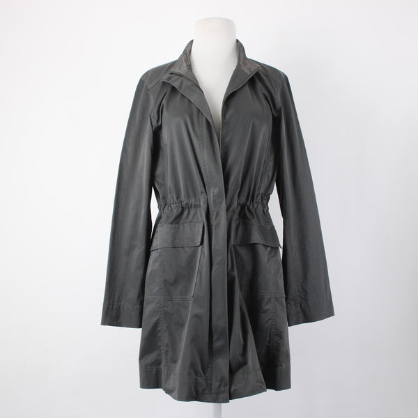 Eileen Fisher Jacket Sz S Gray Green Pocket Collared Cotton Nylon Spandex Jacket