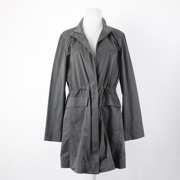 Eileen Fisher Jacket Sz S Gray Green Pocket Collared Cotton Nylon Spandex Jacket