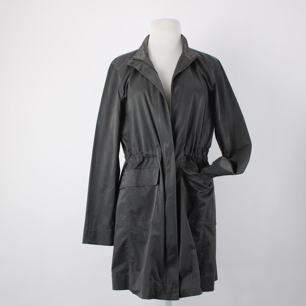 Eileen Fisher Jacket Sz S Gray Green Pocket Collared Cotton Nylon Spandex Jacket