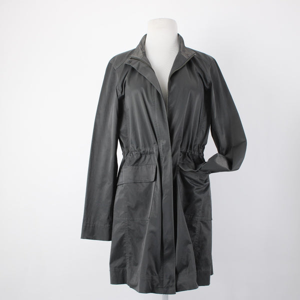 Eileen Fisher Jacket Sz S Gray Green Pocket Collared Cotton Nylon Spandex Jacket