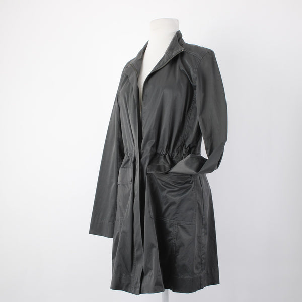 Eileen Fisher Jacket Sz S Gray Green Pocket Collared Cotton Nylon Spandex Jacket