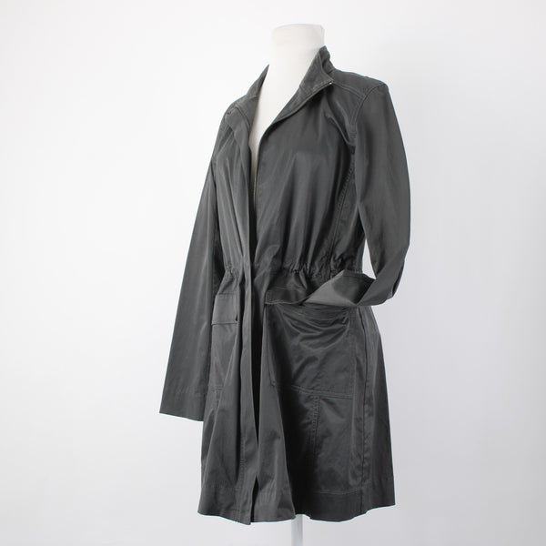 Eileen Fisher Jacket Sz S Gray Green Pocket Collared Cotton Nylon Spandex Jacket