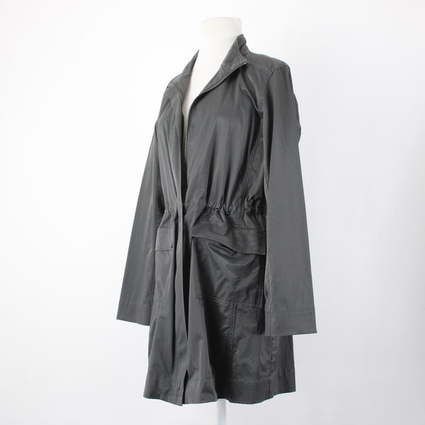 Eileen Fisher Jacket Sz S Gray Green Pocket Collared Cotton Nylon Spandex Jacket