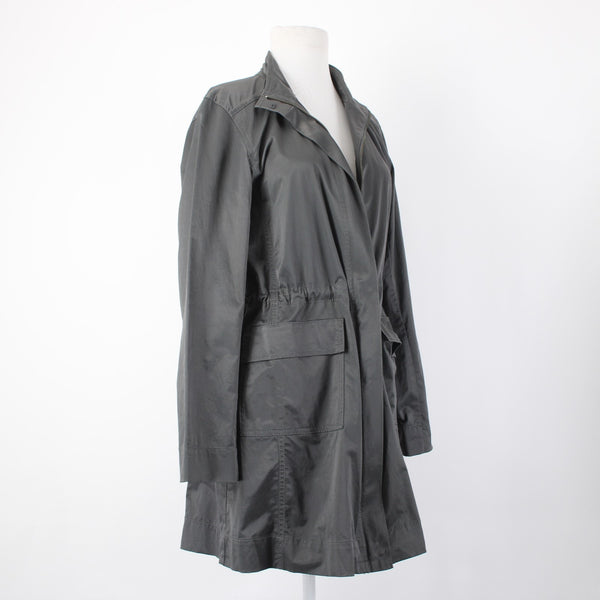 Eileen Fisher Jacket Sz S Gray Green Pocket Collared Cotton Nylon Spandex Jacket